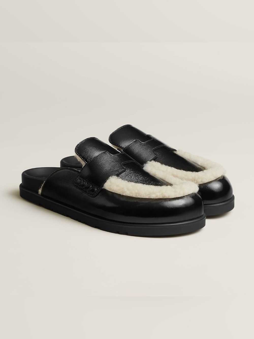 Hermes Noir/Écru Go Mule